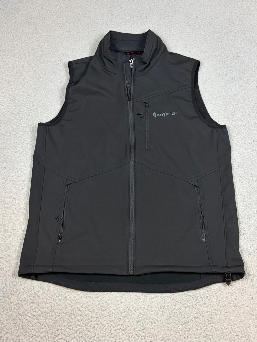 Kryptek Softshell Vest Men's Large Black Zip Front, Weather Resistant